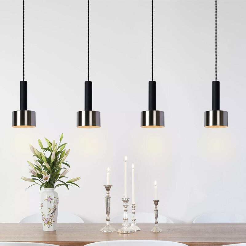 Retro hanglamp teun, Zwart en Nikkel