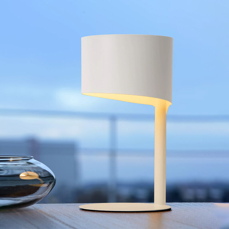 Witte tafellamp Knulle, Rond
