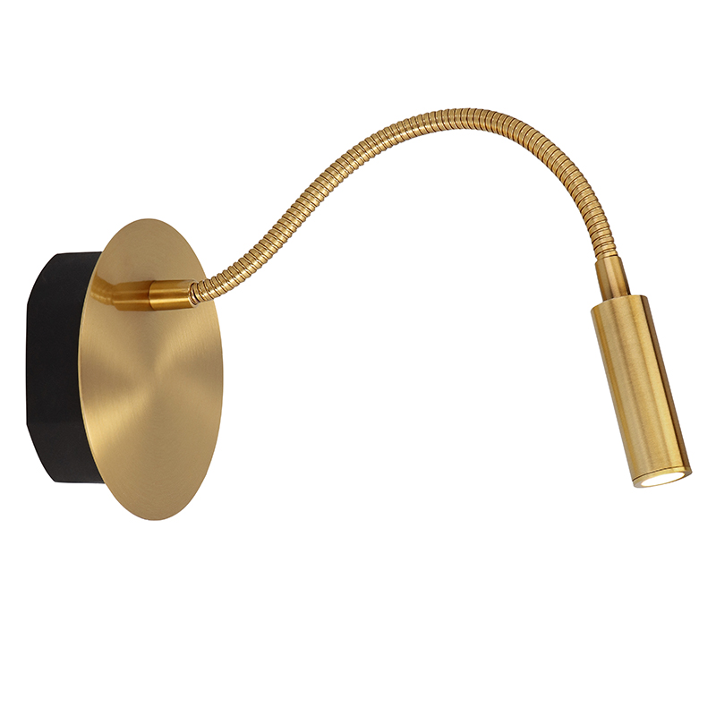 Gouden bedlamp modern, Jolijn, 2W, 3000K LED, met schakelaar