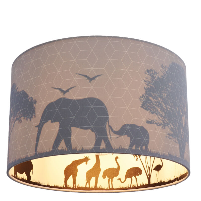 Grijze dieren kinderkamer plafondlamp Safari, Binnenzijde doorschijnend