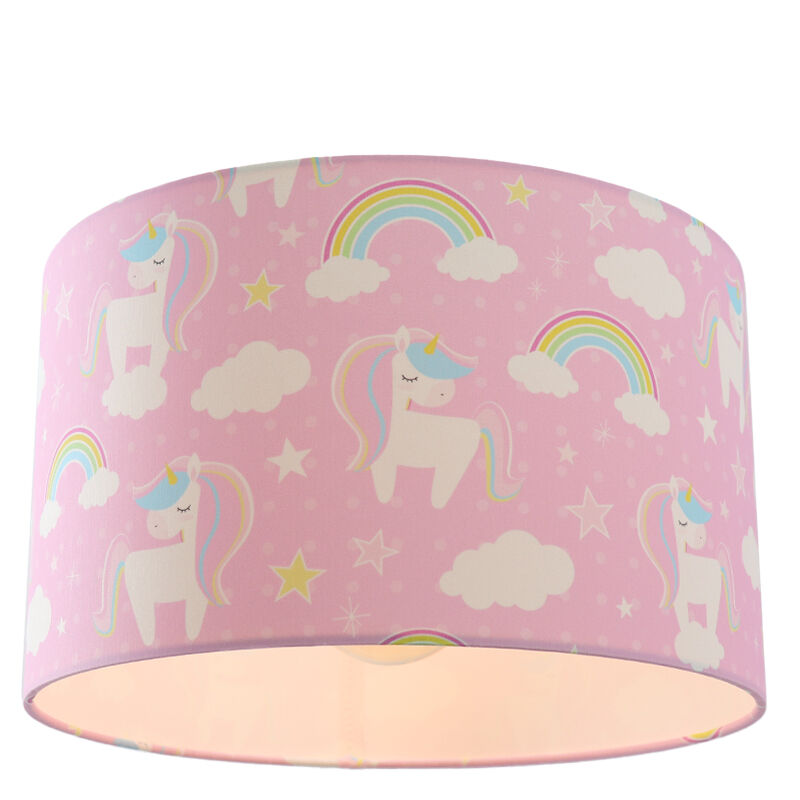 Stoffen kinderkamer plafondlamp roze, Unicorn