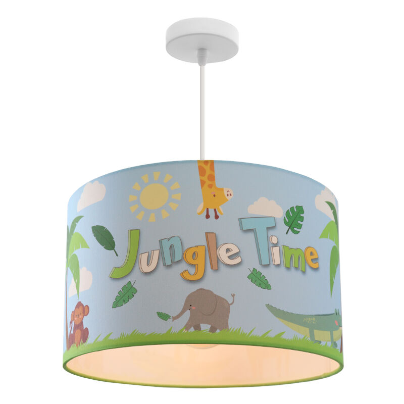 Stoffen kinderkamer hanglamp blauw, Jungle Time