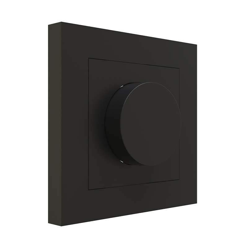 Zwarte afdekplaat voor enkele dimmer
