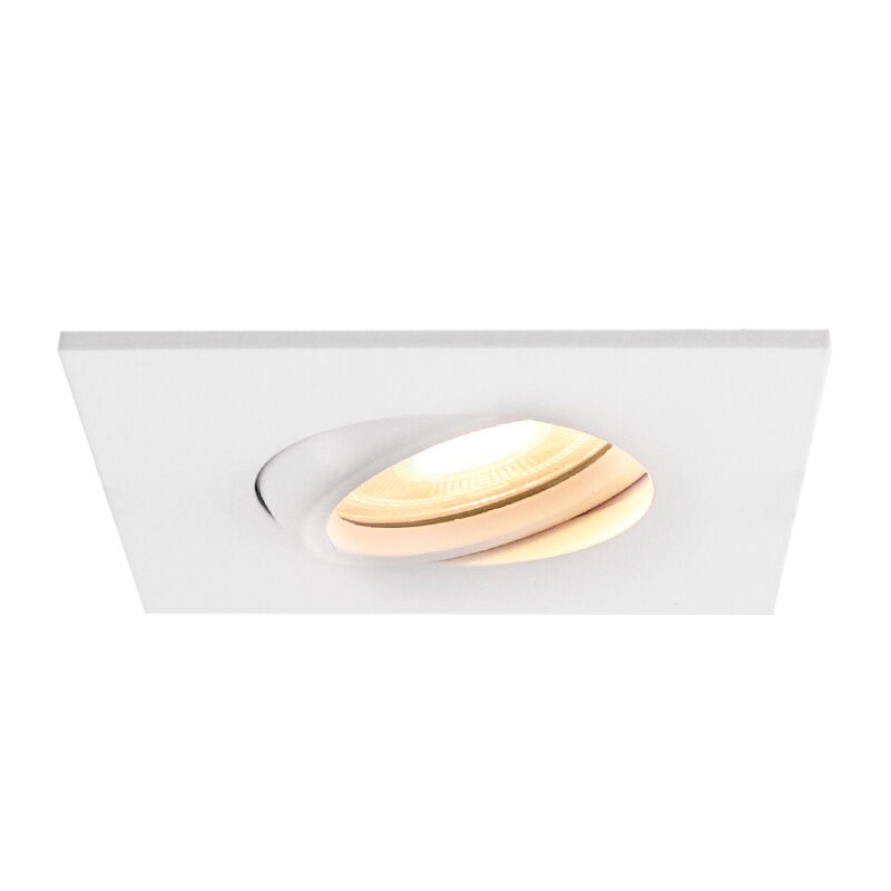 Kantelbare vierkante badkamer inbouwspot Jill, wit, IP44