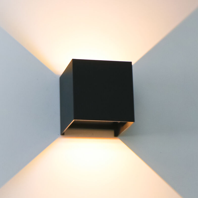 Zwarte buiten wandlamp Dion, aluminium, modern, IP65, dim-to-warm