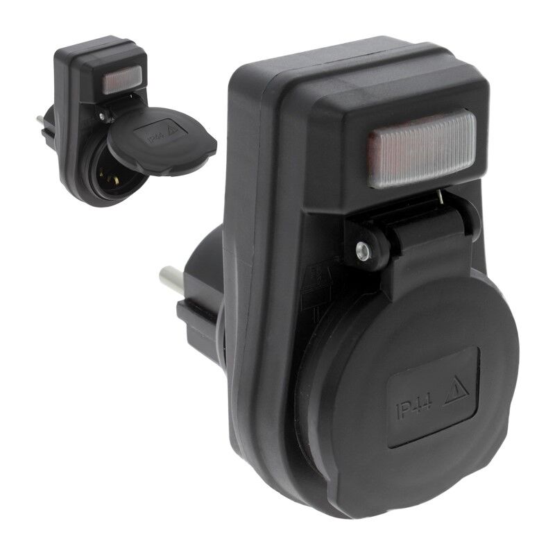 Stekker Randaarde Schakelaar Lamp 10/16A IP44 Zwart