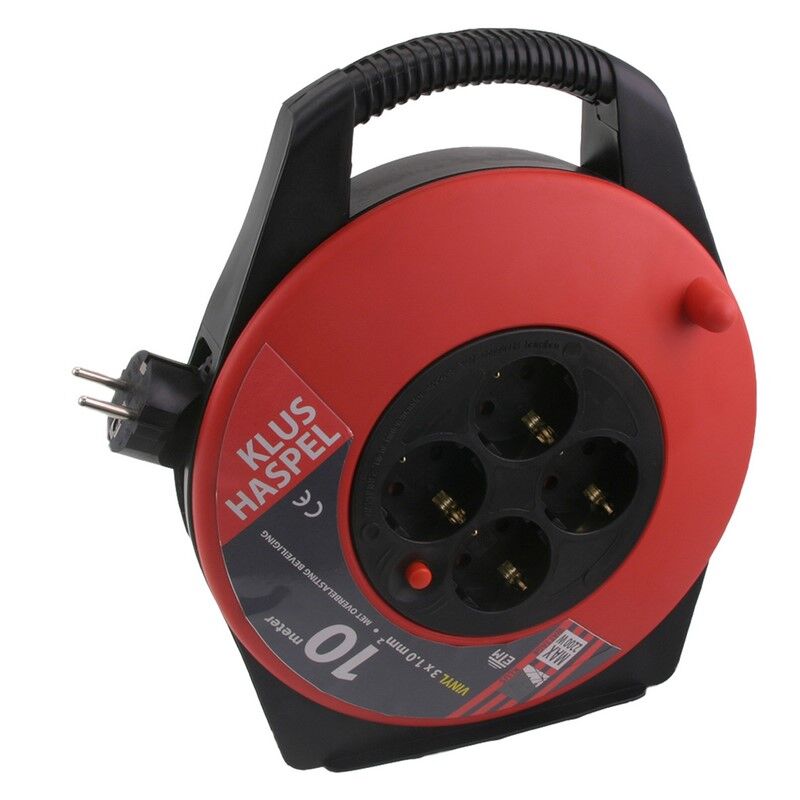 Q-link kabelbox, met randaarde, 10m zwart/rood