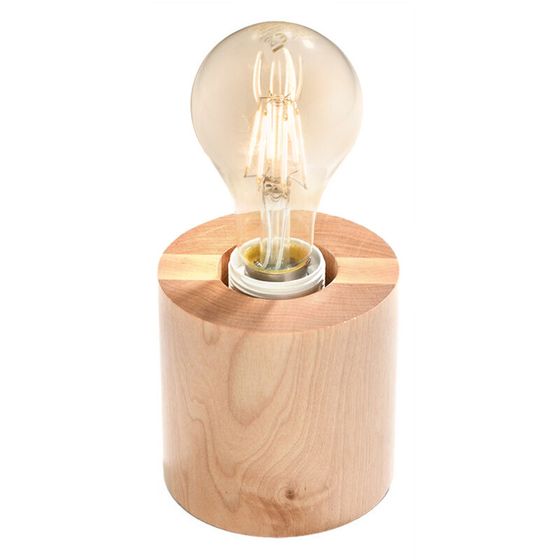 Landelijke tafellamp Anela, bruin, hout