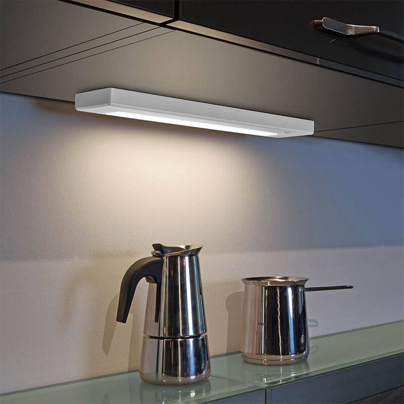 Langwerpige, witte keukenkastverlichting Hazan