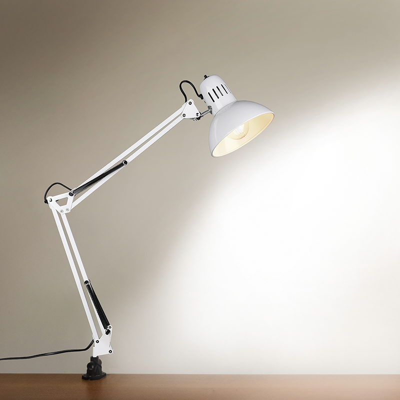 Witte bureaulamp metaal, Kinshasa, met schakelaar
