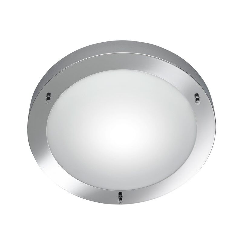 Nikkelen badkamer plafondlamp glas, Hadleigh, IP44