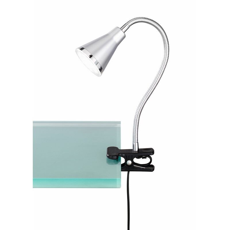 Zilveren klemspot kunststof, Taimi, 3,8W, 3000K LED, met schakelaar