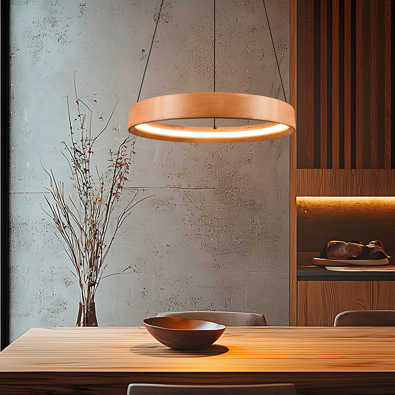 Moderne hanglamp hout, Nassima, 28W, 3000K LED, 3-staps dimbaar