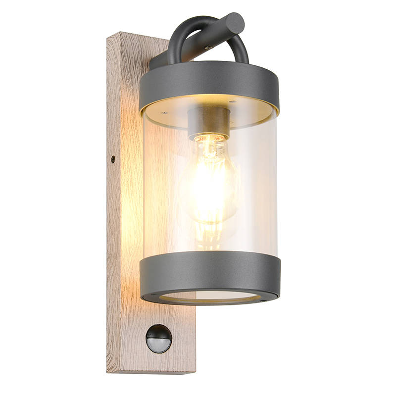 Grijze buiten wandlamp met bewegingssensor modern, Sambesi, IP44