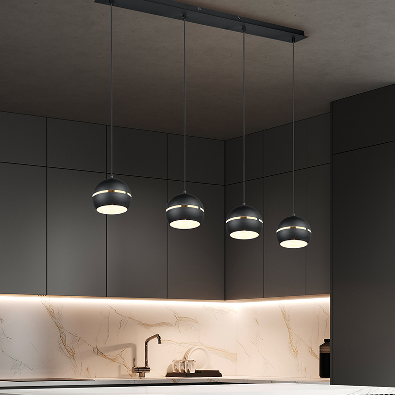 Moderne hanglamp Marise, zwart, metaal