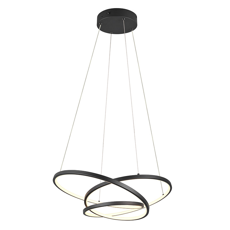 Zwarte hanglamp design, Teodore, 34W, white switch LED, 3-staps dimbaar