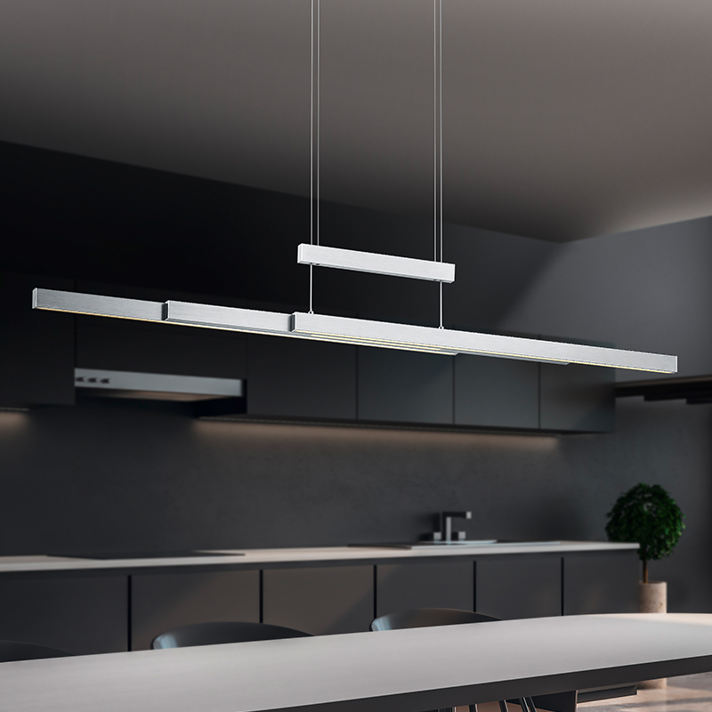 Nikkelen eettafel hanglamp modern, Jessey, 42W, warm tot koud wit verstelbare LED, met touchdimmer