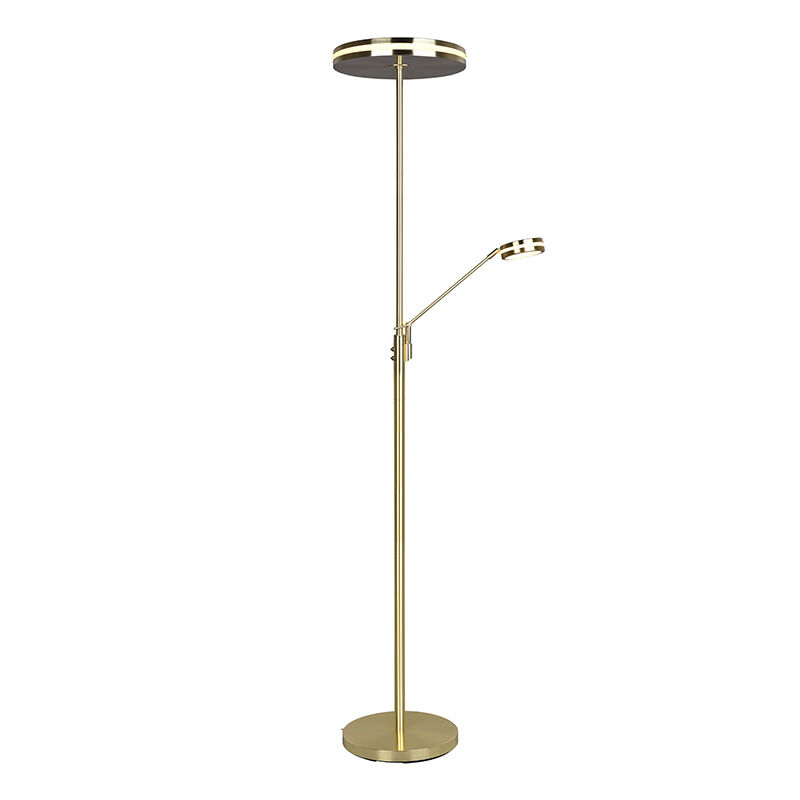 Messing staande leeslamp Marjon, metaal, modern, 35w, warm tot koud wit verstelbare LED
