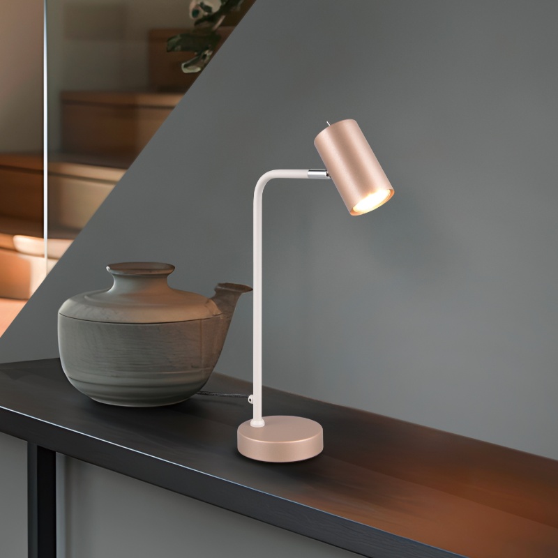 Bruine tafellamp modern, Kaso, met schakelaar