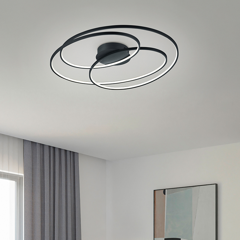 Zwarte plafonniere Sabra, metaal, modern, 50 watt