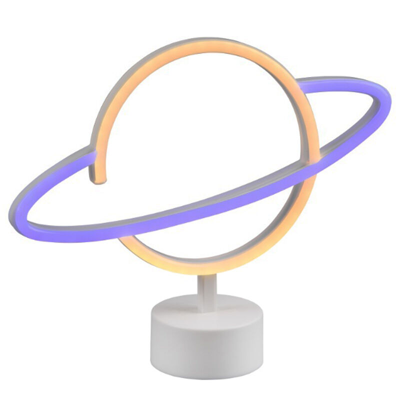 Witte kinderkamer tafellamp kunststof, Planet, 2W, 3000K LED, met schakelaar
