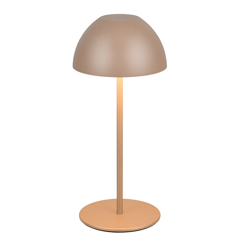 Bruine oplaadbare tafellamp kunststof, Mikhail, 2W, 3000K LED, IP44, met touchdimmer