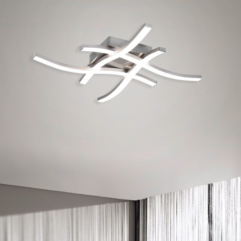 Nikkelen plafondlamp Go, metaal, modern, 5w, 4000K LED