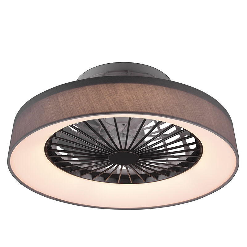 Grijze plafondventilator modern, Chante, 30W, warm tot koud wit verstelbare LED, met afstandsbediening