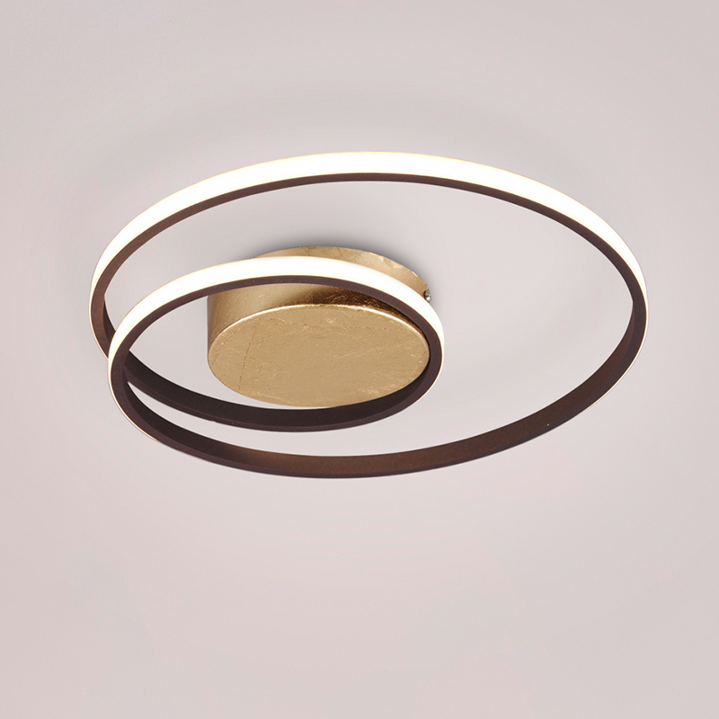 Moderne plafonniere Sassandra, roestkleurig, 22w geintegreerd LED