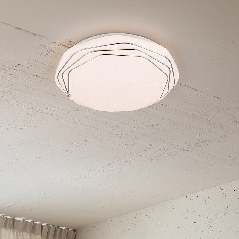 Witte plafonnière modern, Ouafa, 22W, warm tot koud wit verstelbare LED, met afstandsbediening