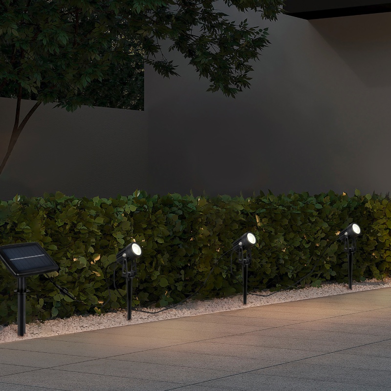 Zwarte solar prikspots aluminium, Mijke, 0,5W, 4000K LED, IP44