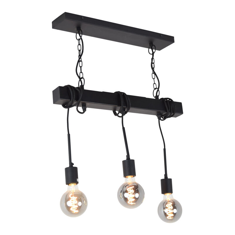 Industriële plafondlamp Kezban, zwart, langwerpig