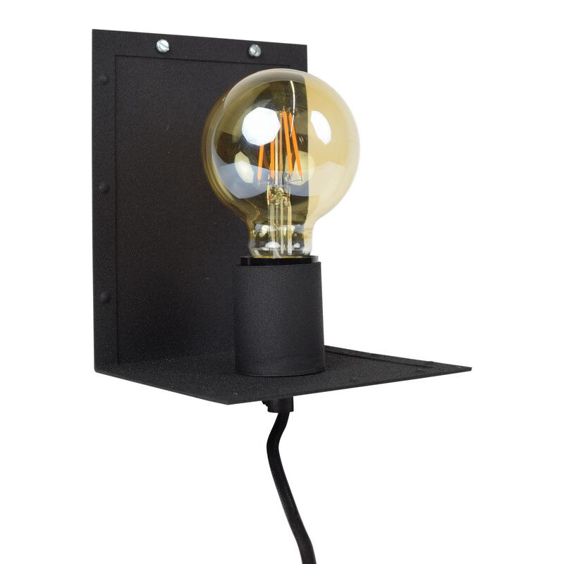 Zwarte, industriële wandlamp Ferial