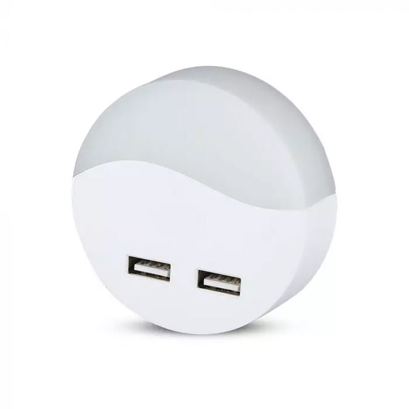 Ronde witte nachtlamp Kyrill, kunststof, 3000K (warm wit) LED
