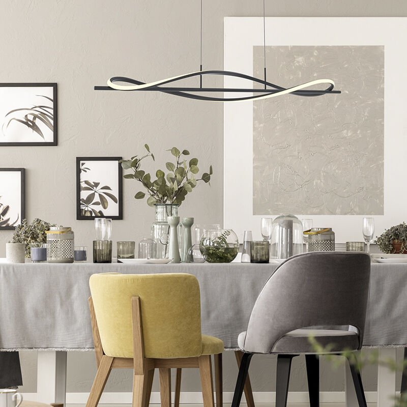 Moderne hanglamp zwart, Levon, 30W, 3000K LED, 3-staps dimbaar