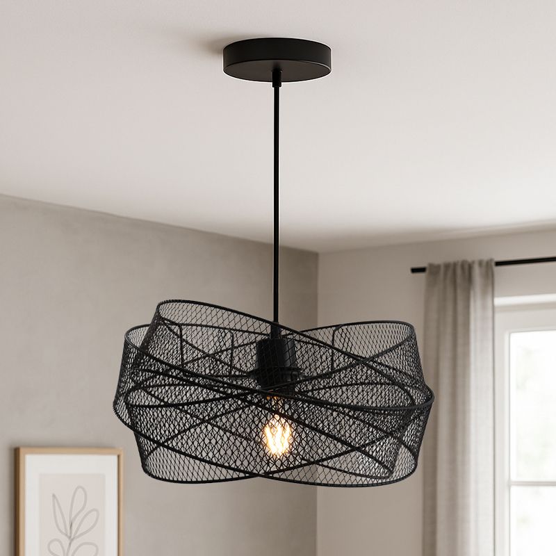 Zwarte hanglamp Diny, metaal, industrieel Zwarte hanglamp Diny, metaal, industrieel