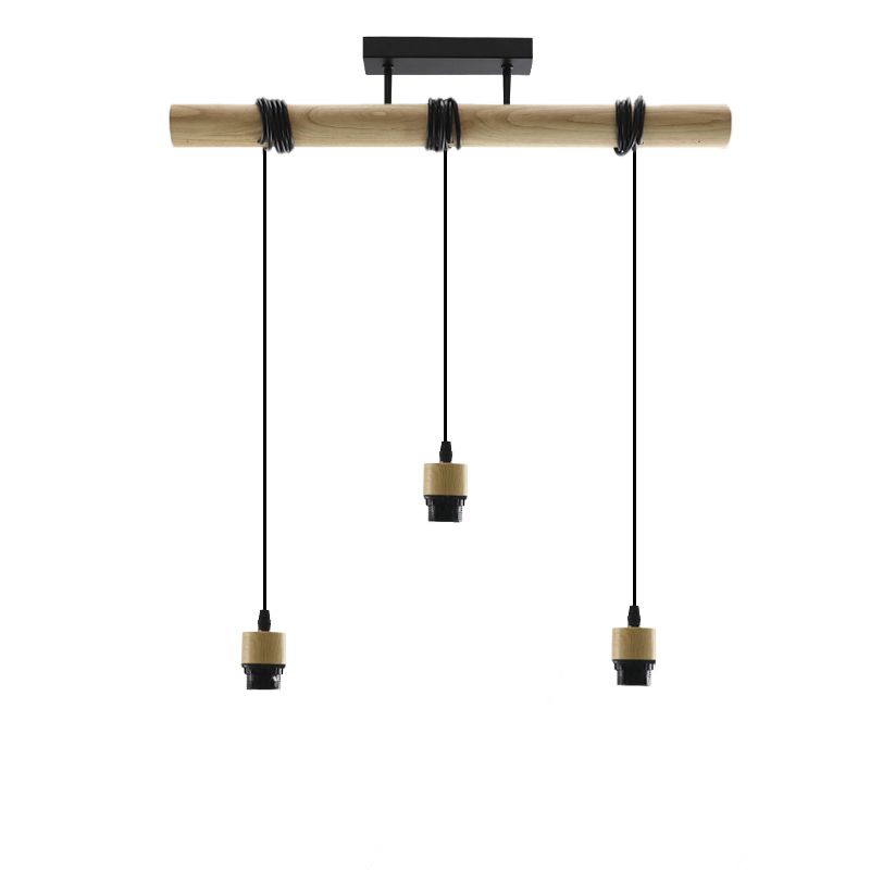 Houten hanglamp zonder kap, Rika