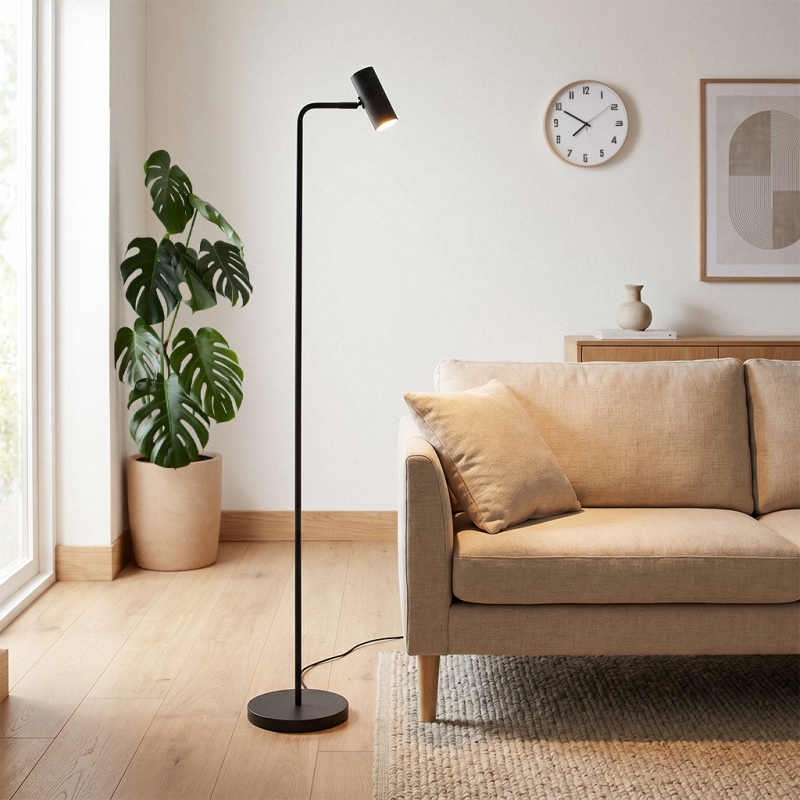Moderne vloerlamp zwart, Carlos, met schakelaar