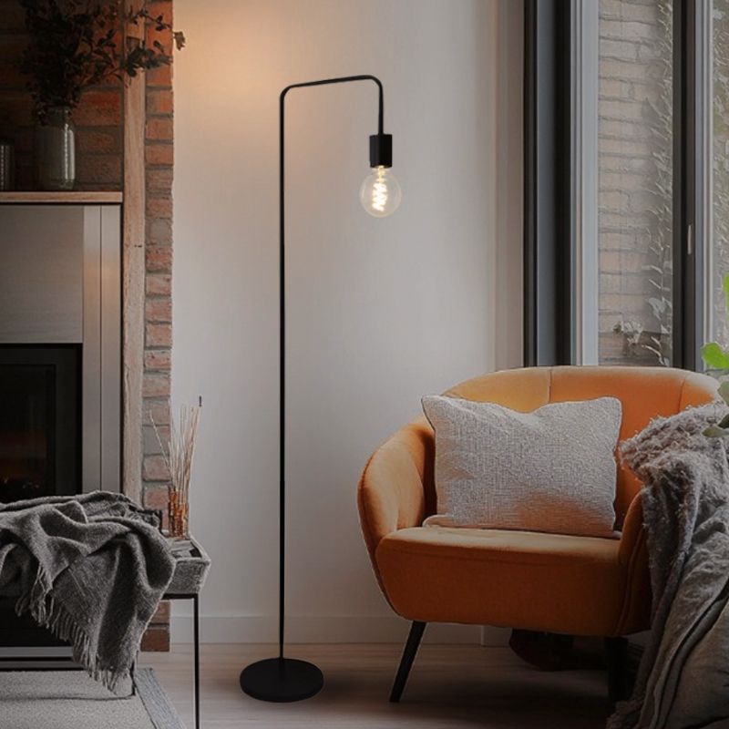 Moderne vloerlamp zwart, Carlos, met schakelaar Moderne vloerlamp zwart, Carlos, met schakelaar