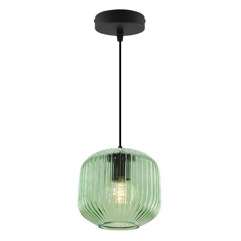 Groene hanglamp Charlois, glas, retro