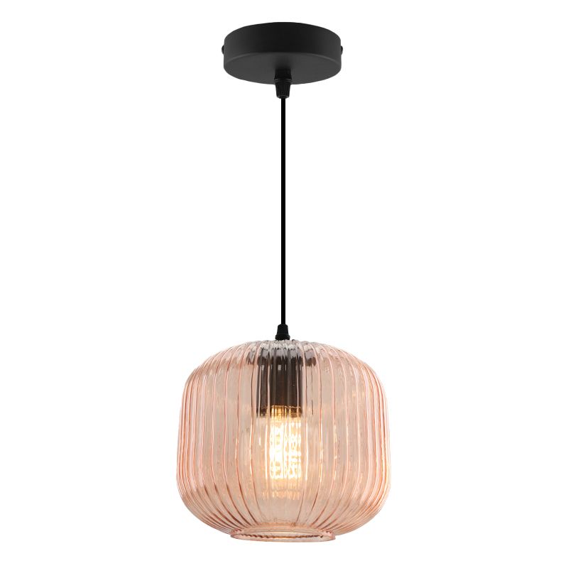 Roze hanglamp Charlois, glas, retro