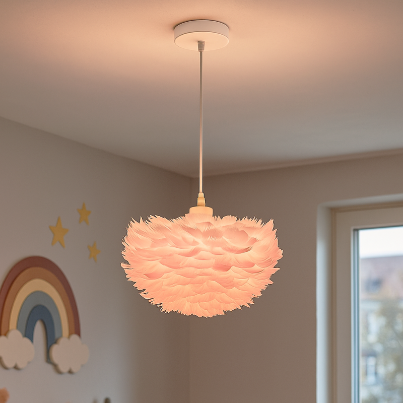 Stoffen hanglamp roze, Suzie
