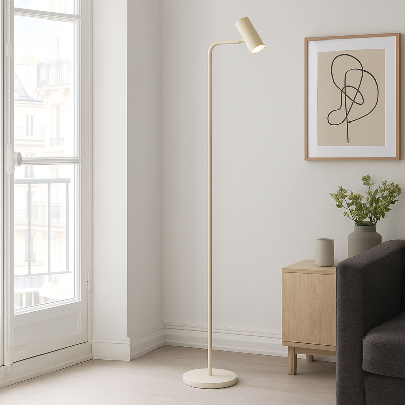 Moderne vloerlamp beige, Carlos, met schakelaar Moderne vloerlamp beige, Carlos, met schakelaar