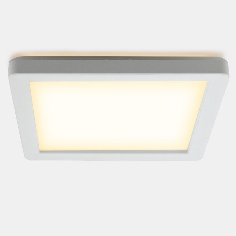 Witte badkamer plafondlamp Shivani, vierkant, IP44, 15W, 3000K LED