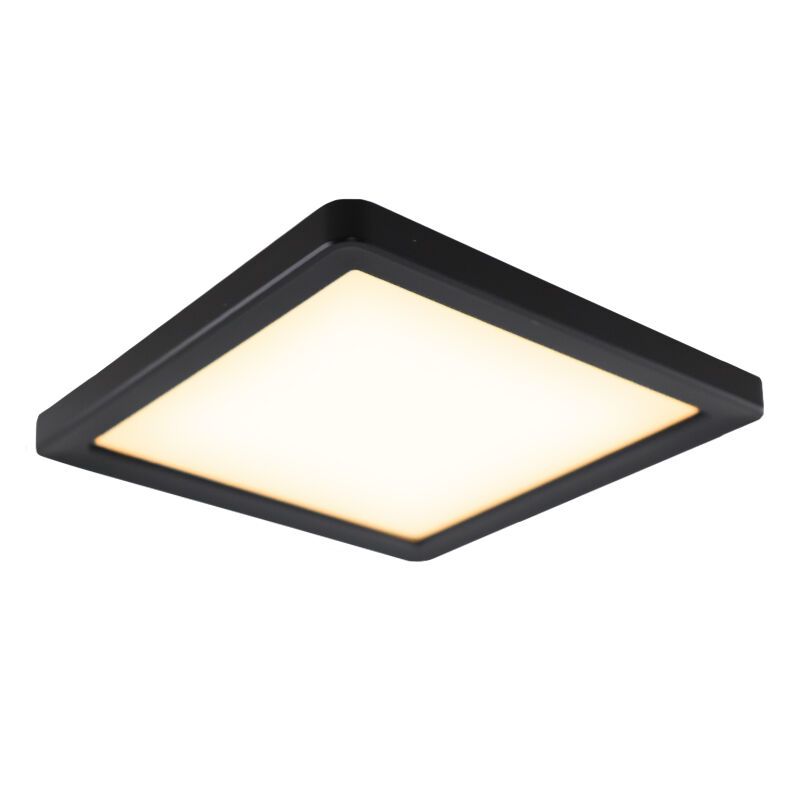 Zwarte plafondlamp badkamer vierkant