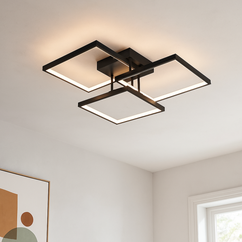 Moderne plafonnière Giorgio, zwart, medium, 38w, 2700K LED