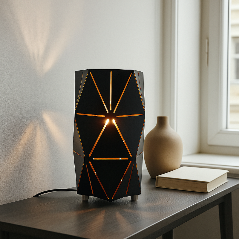 Moderne tafellamp Sivar, zwart, metaal, groot