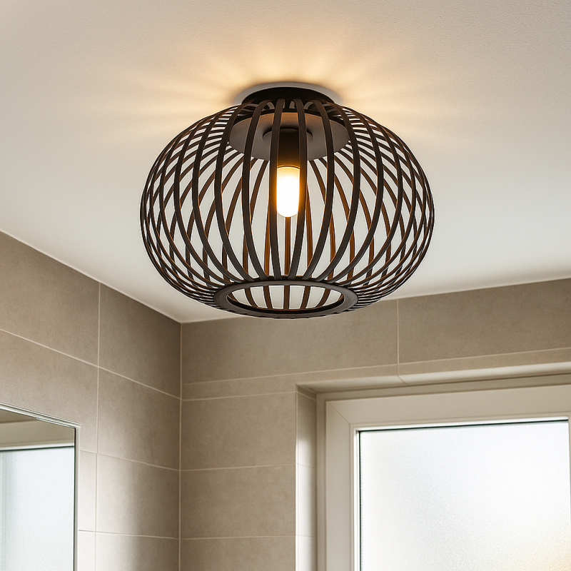 Industriële badkamer plafondlamp zwart, Lieve, IP44 Industriële badkamer plafondlamp zwart, Lieve, IP44