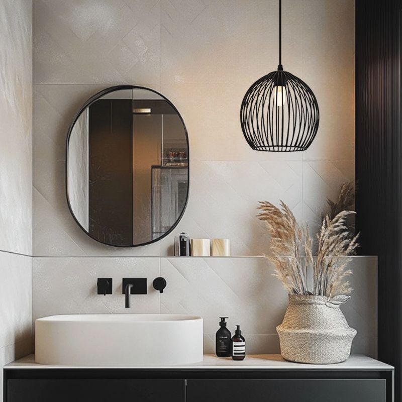 Industriële badkamer hanglamp zwart, Wiro, IP44 Industriële badkamer hanglamp zwart, Wiro, IP44