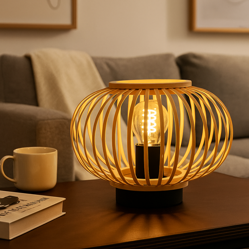 Bamboe tafellamp bruin, Lieve, met schakelaar Bamboe tafellamp bruin, Lieve, met schakelaar